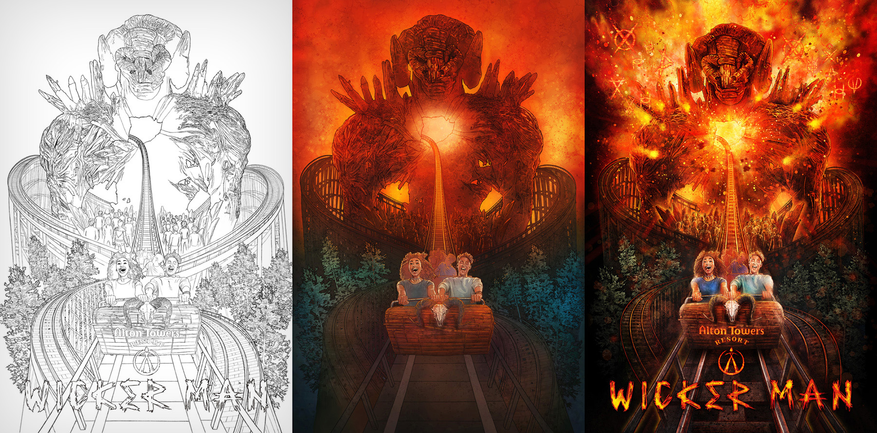 Wicker Man - Alton Towers Theme Park Poster - Stages
